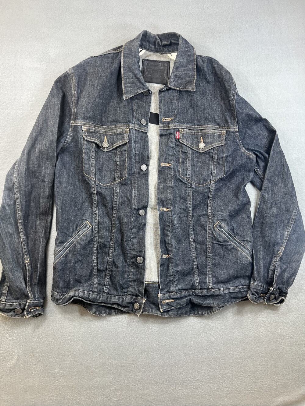 Levi's Men's Black Denim Jacket Casual Button Front Size XL Cotton